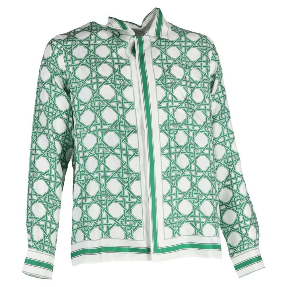 Casablanca Geometric-Pattern Shirt In Green Silk